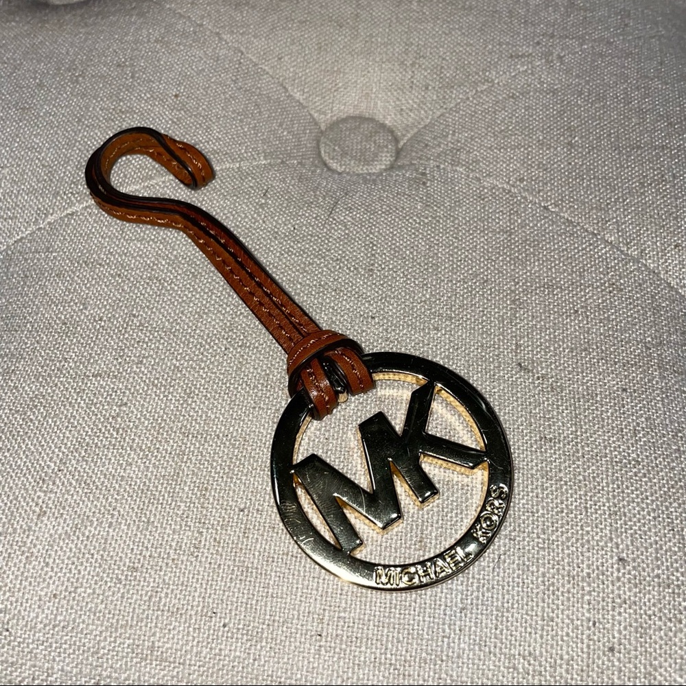 Michael Kors Brown/Gold Mk Signature Bag Pendant